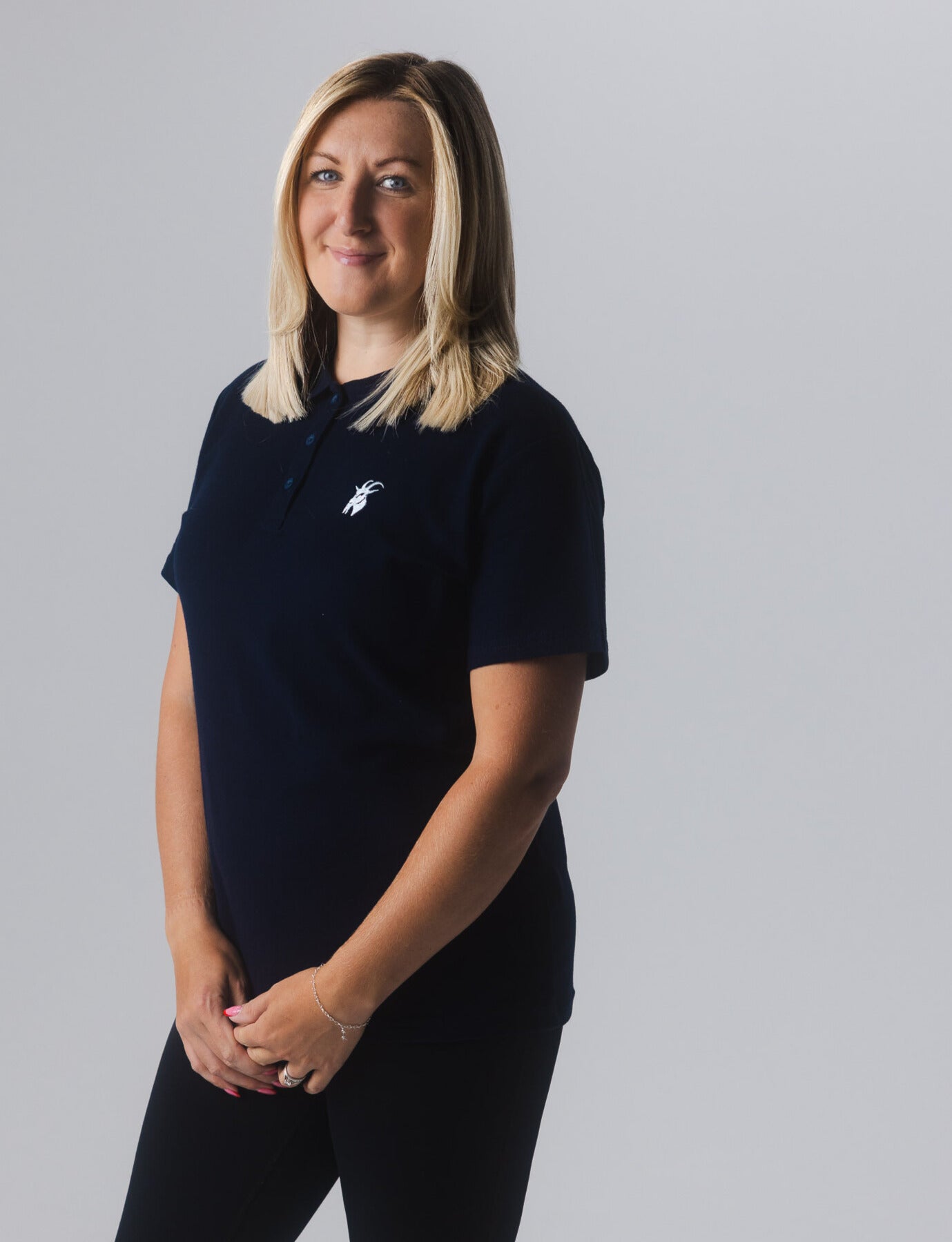 Ladies Navy Embroidered Polo