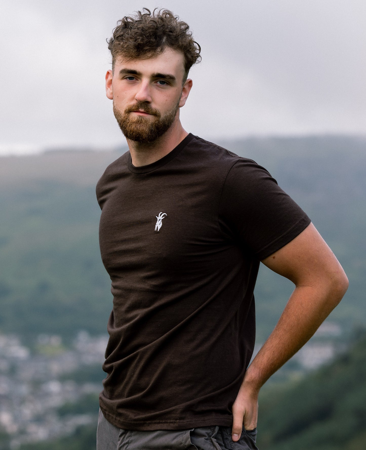 Dark Brown Embroidered Original T-Shirt
