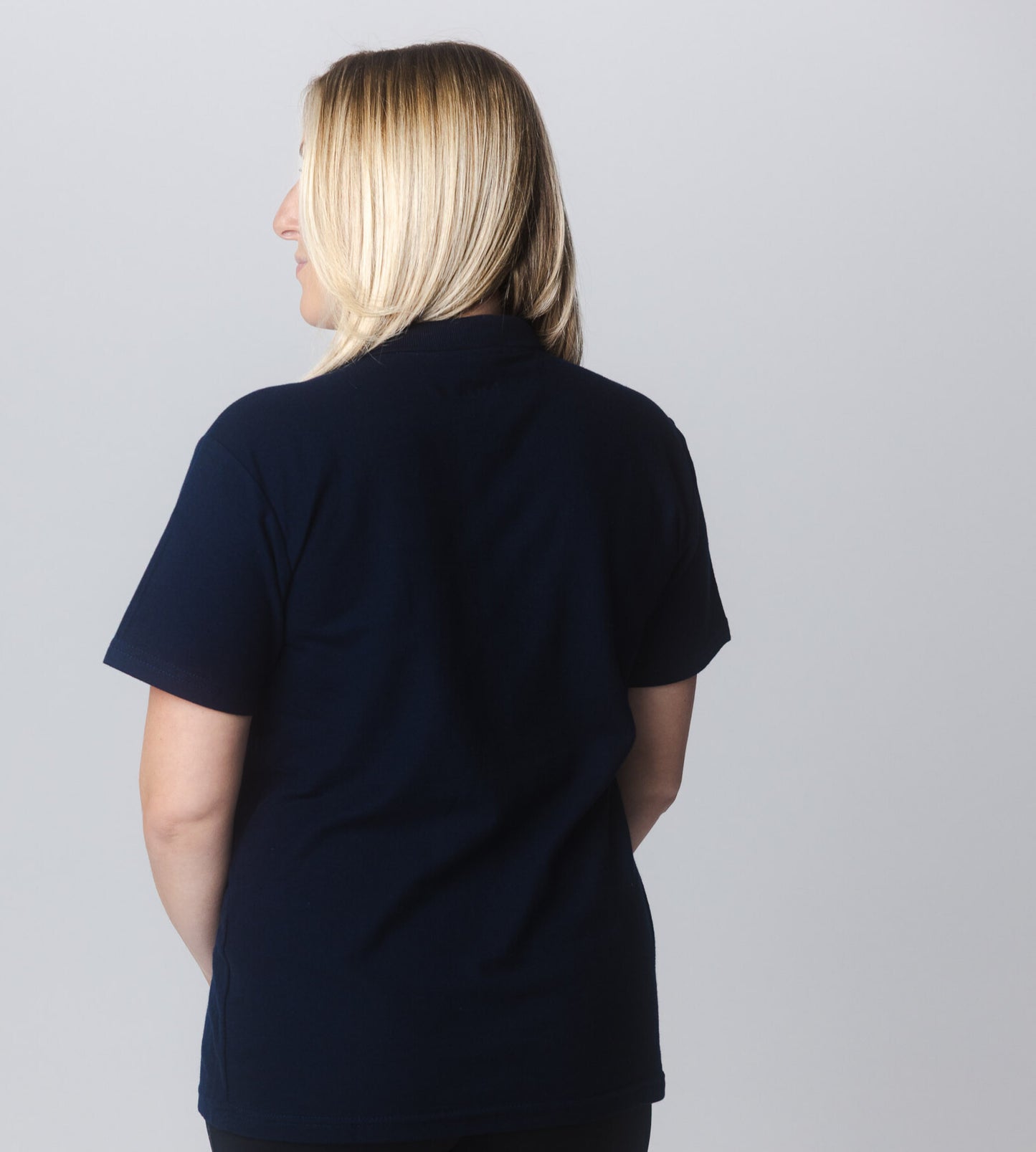 Ladies Navy Embroidered Polo