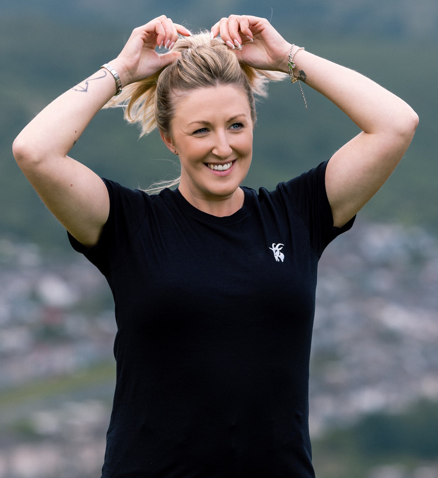 Ladies Black Embroidered Original T Shirt