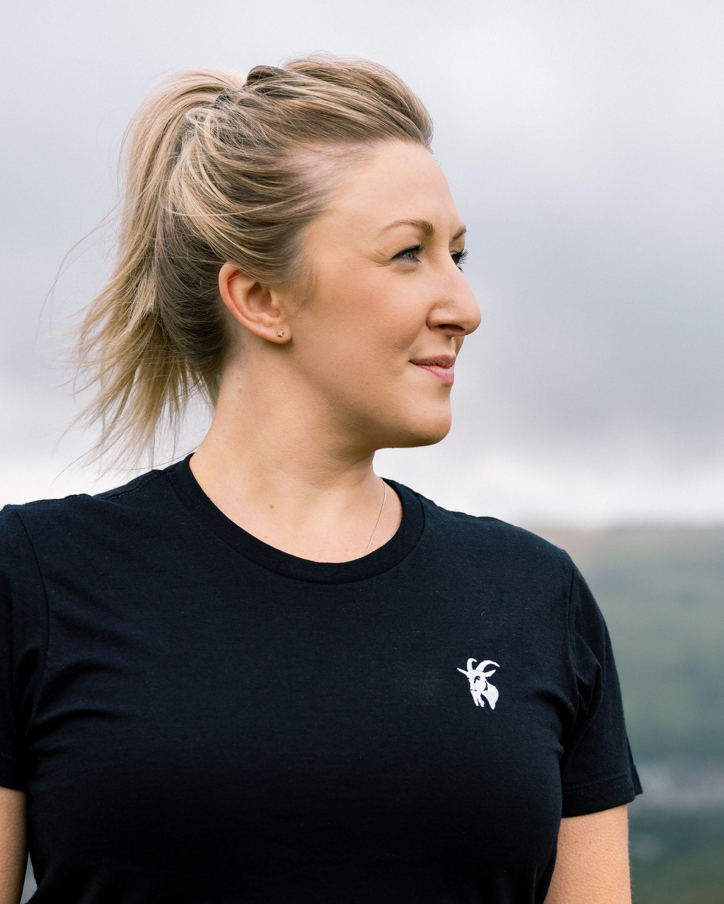 Ladies Black Embroidered Original T Shirt