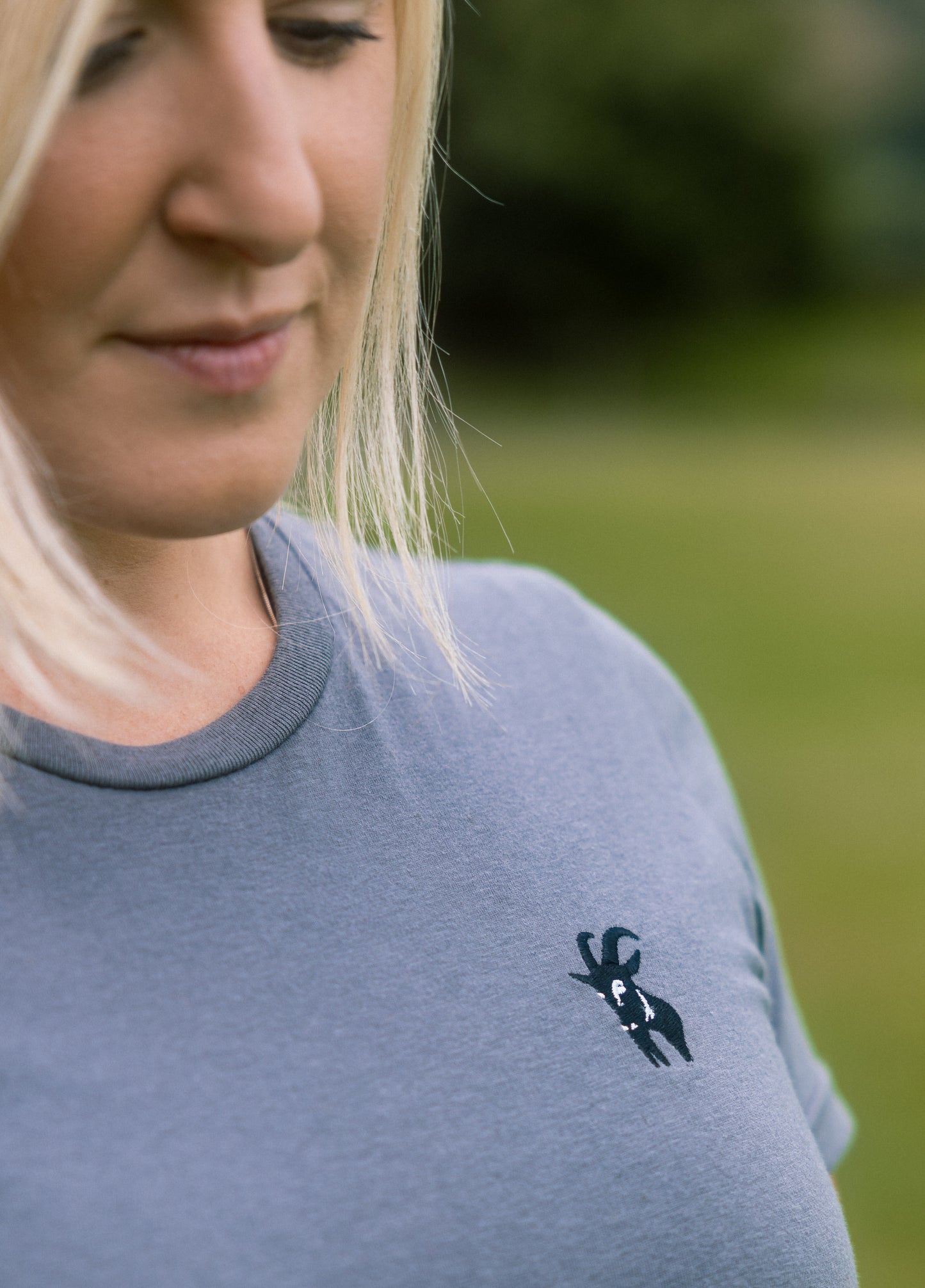 Ladies Charcoal Embroidered Original T Shirt