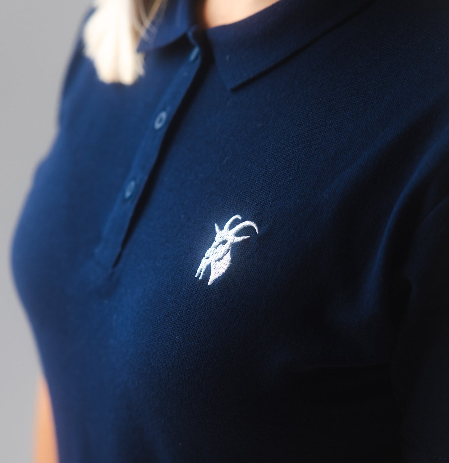Ladies Navy Embroidered Polo