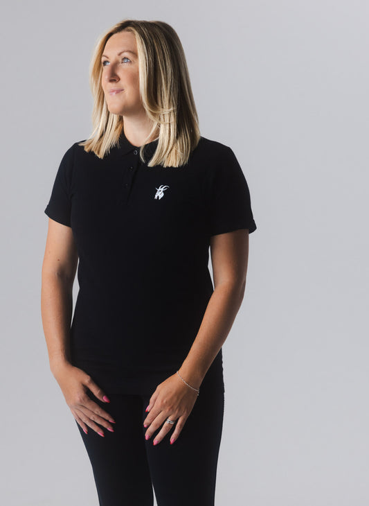 Ladies Black Embroidered Original Polo