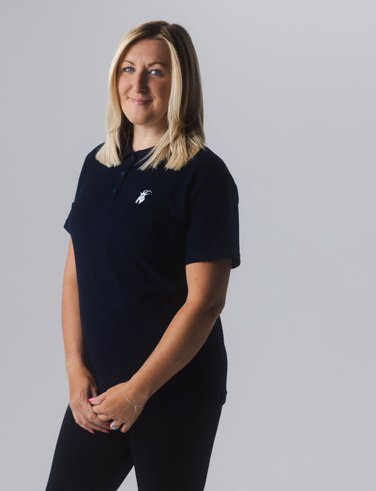 Ladies Navy Embroidered Polo
