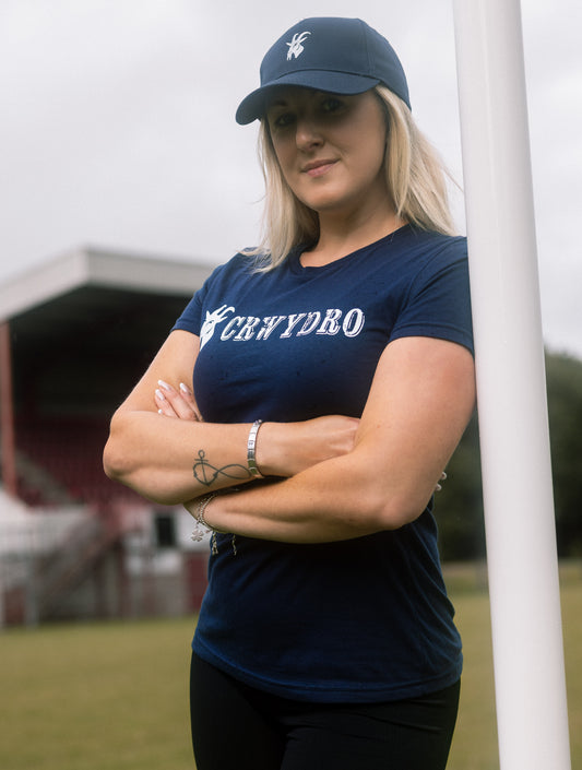 Ladies Navy "Crwydro" : "Wanderer" T Shirt