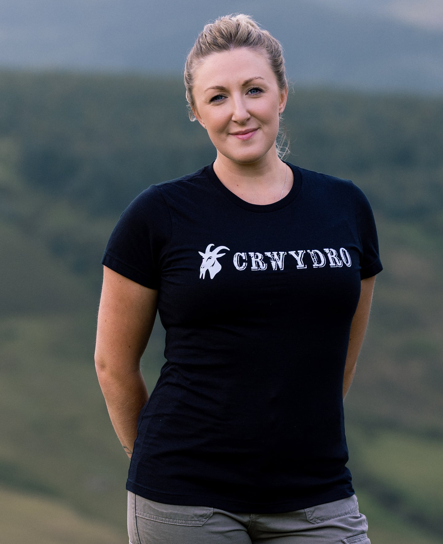 Ladies Black "Crwydro" : "Wanderer" T Shirt