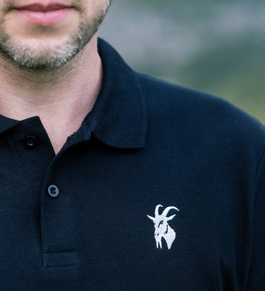 Crys Polo Gwreiddiol Du wedi'i Frodio