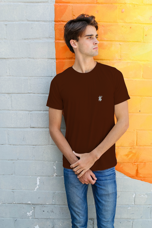 Dark Brown Embroidered Original T-Shirt