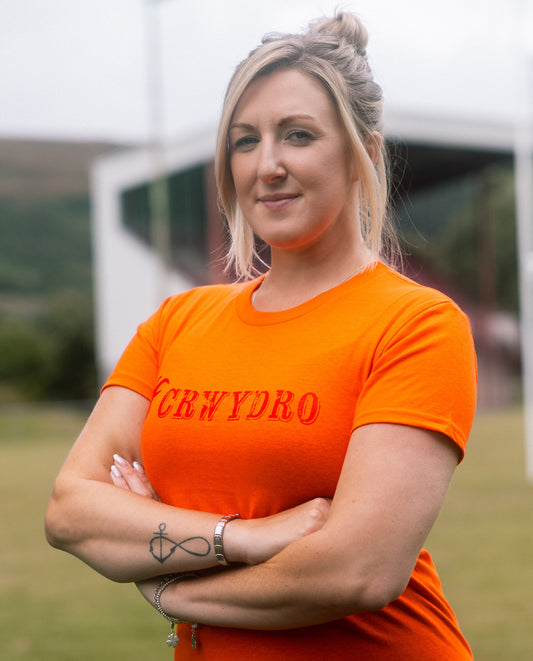 Ladies Orange "Crwydro" : "Wanderer" T Shirt